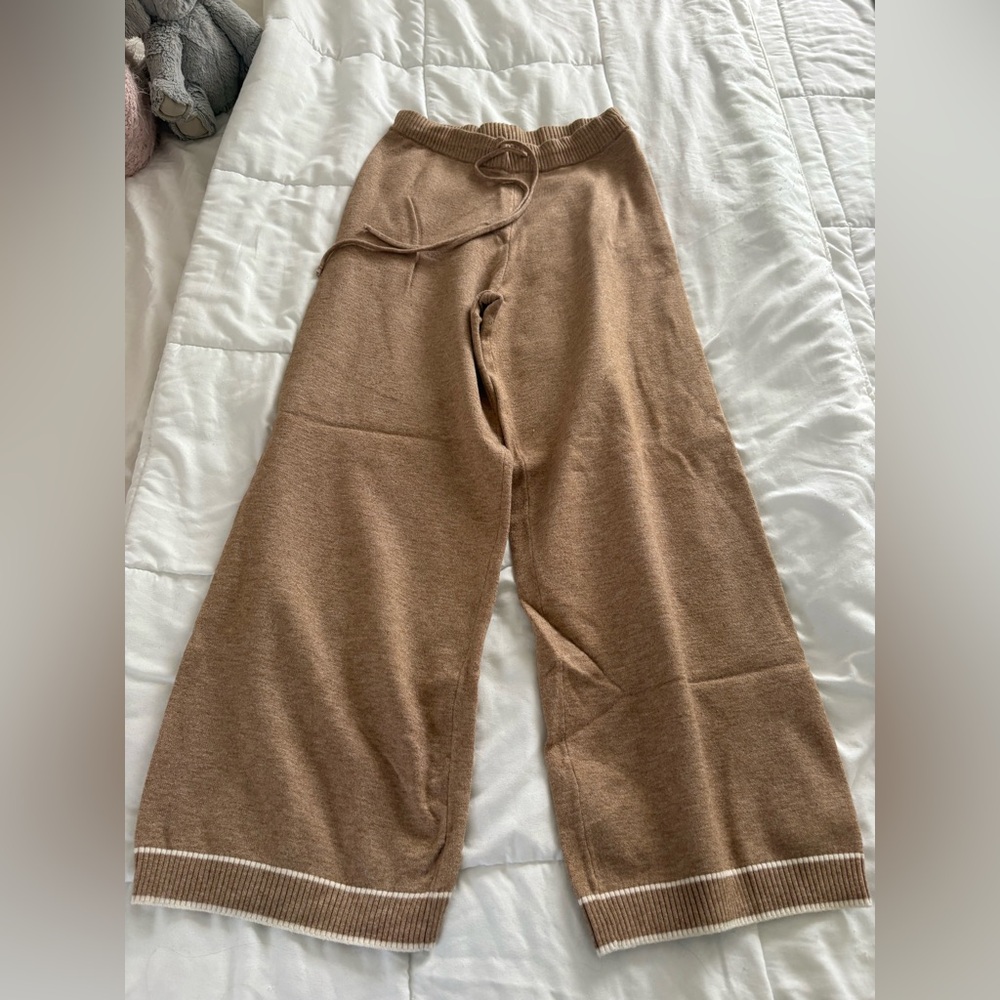 Elegant Tan Wide Leg Pants